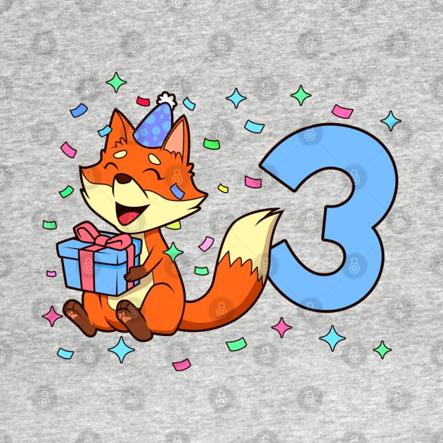 I am 3 with fox - boy birthday 3 years old by Modern Medieval Design